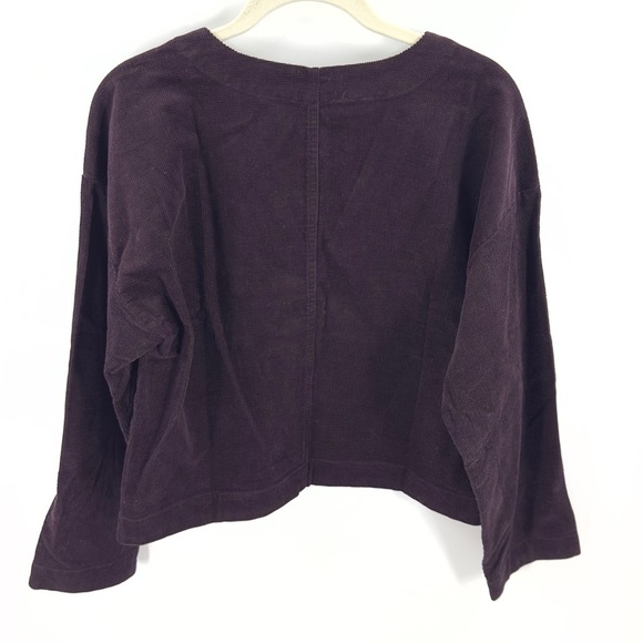 Madewell Waffle Knit Relaxed V-Neck Top Womens Size M Black Iris Plum Casual NWT - Picture 3 of 10
